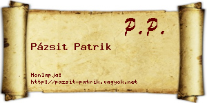 Pázsit Patrik névjegykártya