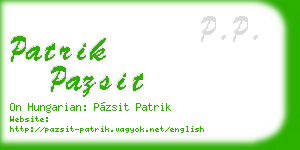 patrik pazsit business card
